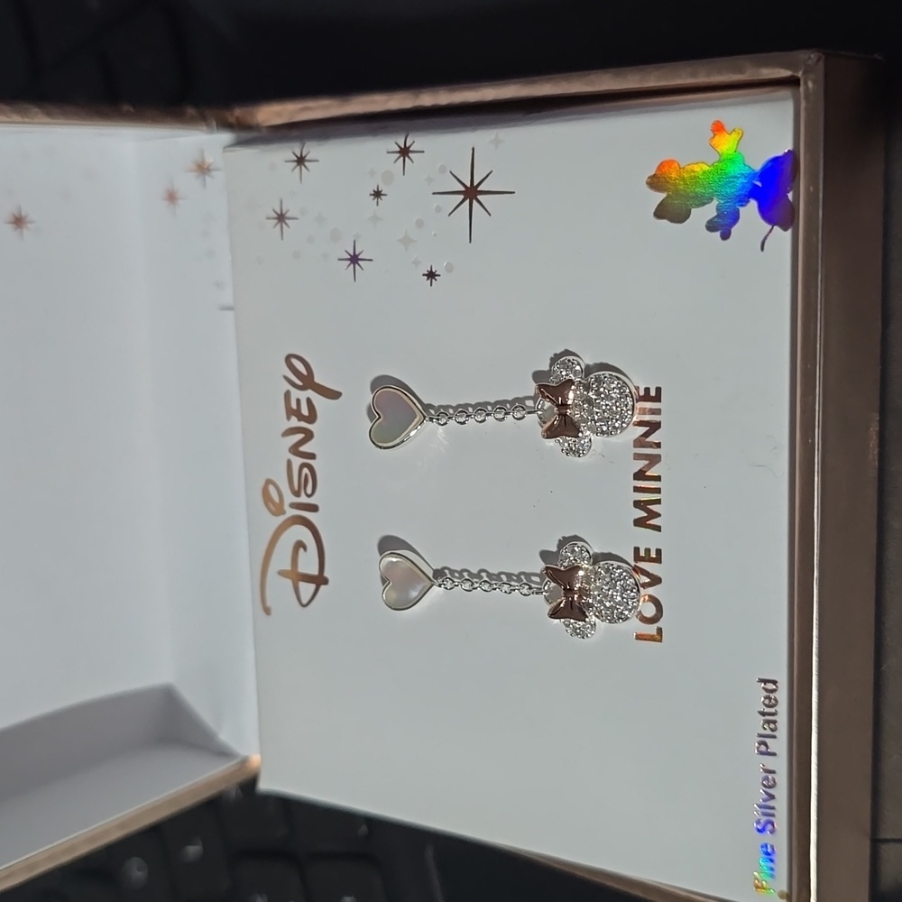 Disney Silver Plated Minnie Mouse Heart Earrings